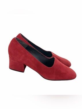 Marquise Suede Leather Block Heel Pumps Women’s 9.5 Brick Red 90s Vintage NEW